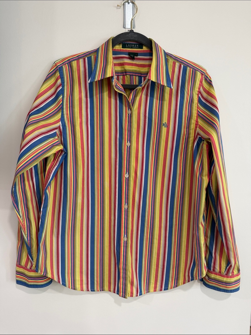 Lauren Ralph Lauren Multicolor Striped Button-Down Shirt - Yellow, Blue, Red